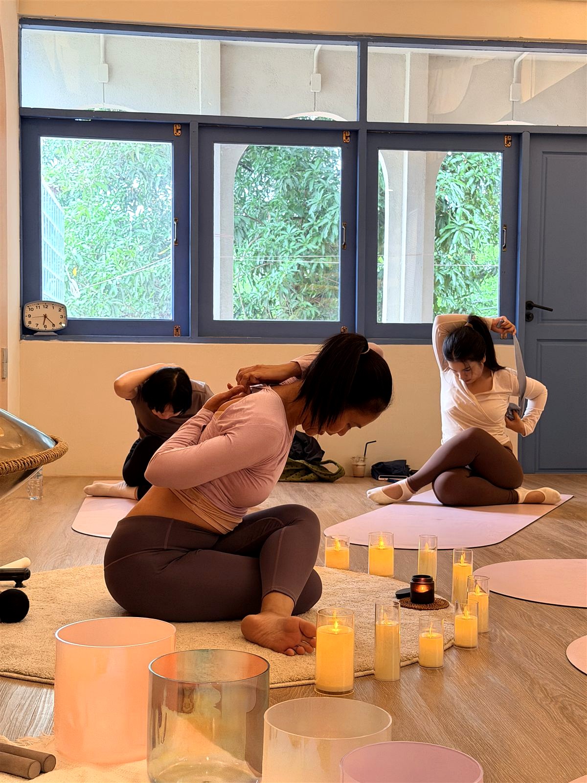 A moment from a Soulwaves yoga or sound healing class