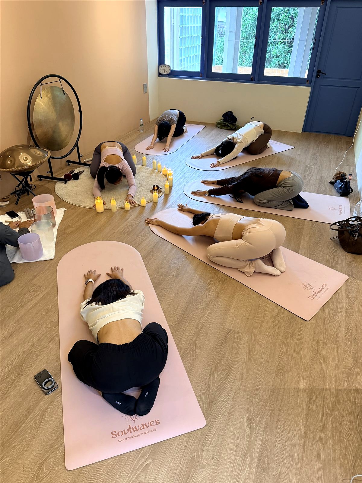 A moment from a Soulwaves yoga or sound healing class